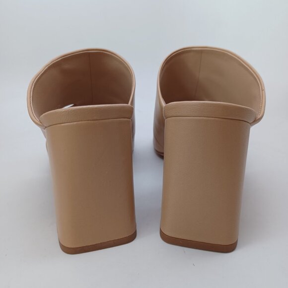 Vince Sandal Heels Nelda Square Toe Slide Neutral Tan Leather Womens 9M - Picture 5 of 16